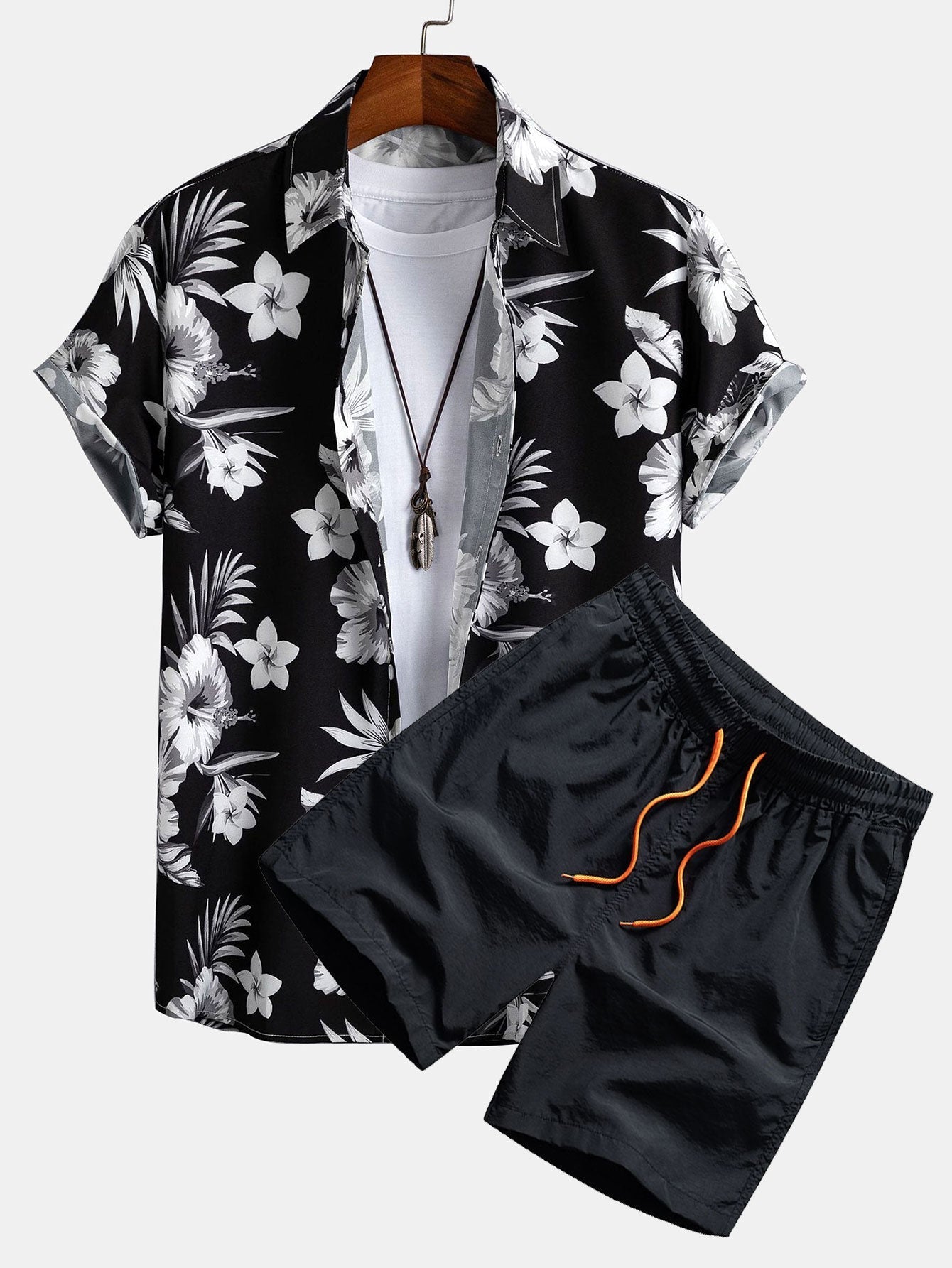 Set met tropische bloemenprint