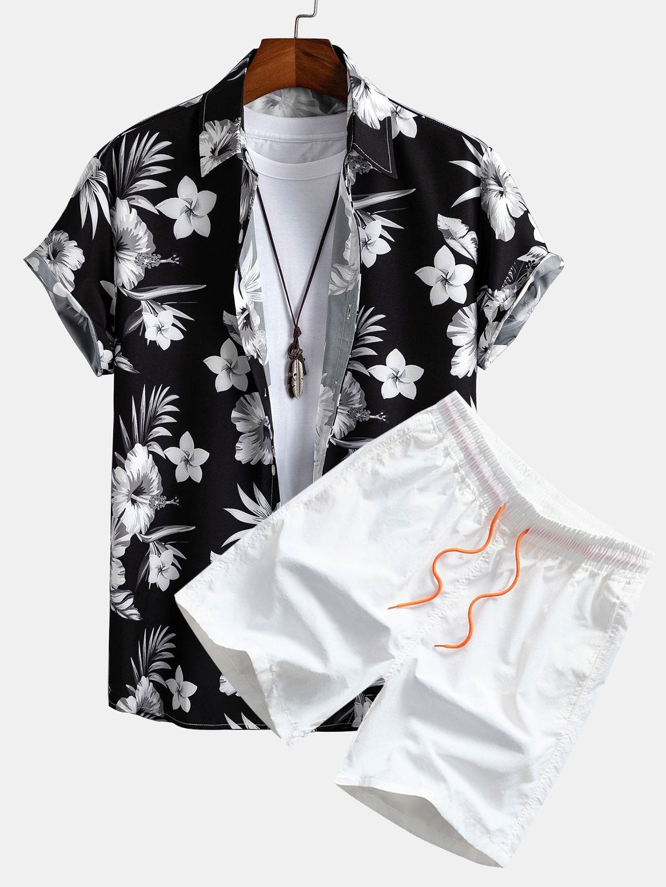 Set met tropische bloemenprint