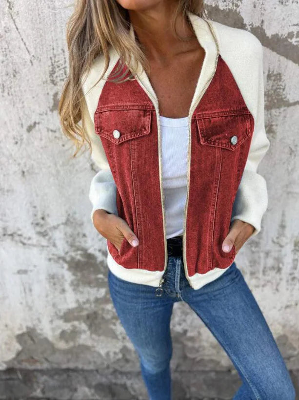 Helena - Casual jack met ritssluiting en V-hals