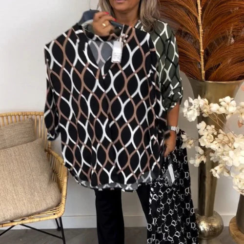 MABEL | Geometrische Blouse met Lange Mouwen
