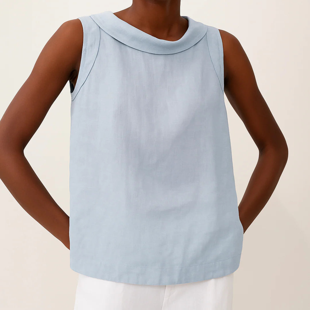 Avice – Mouwloze Top met Opgerolde Kraag