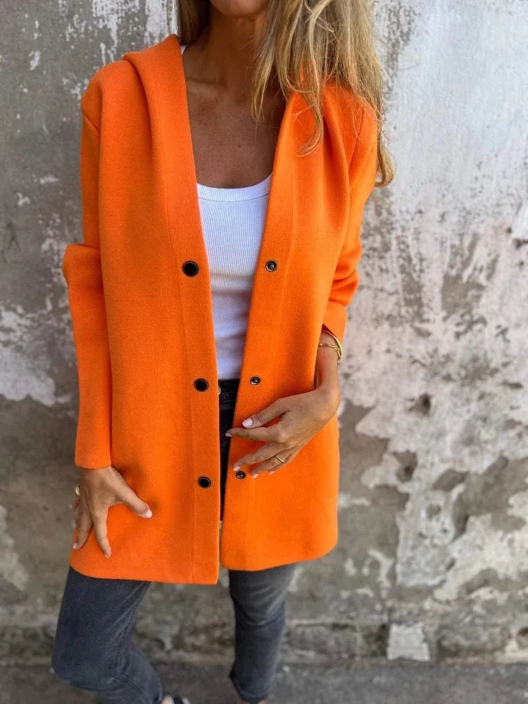 Selena - Casual enkelrijig jack met capuchon