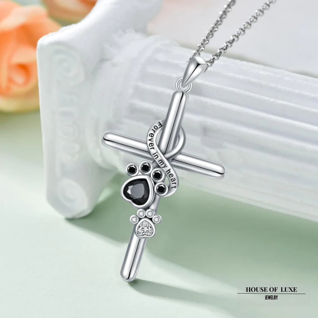ZILVEREN POOT KRUIS KETTING