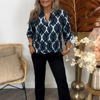 MABEL | Geometrische Blouse met Lange Mouwen
