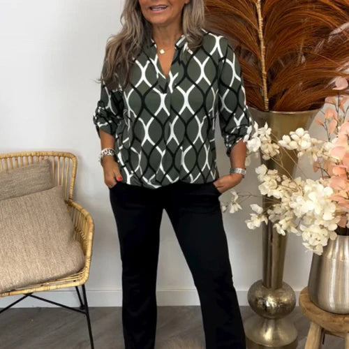 MABEL | Geometrische Blouse met Lange Mouwen