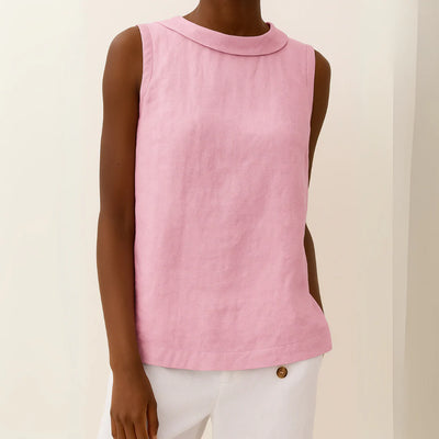 Avice – Mouwloze Top met Opgerolde Kraag