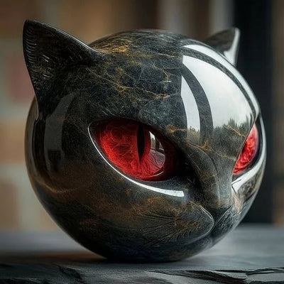 NyxCharm - Mystieke Zwarte Kattenkop Beeldhouwwerk