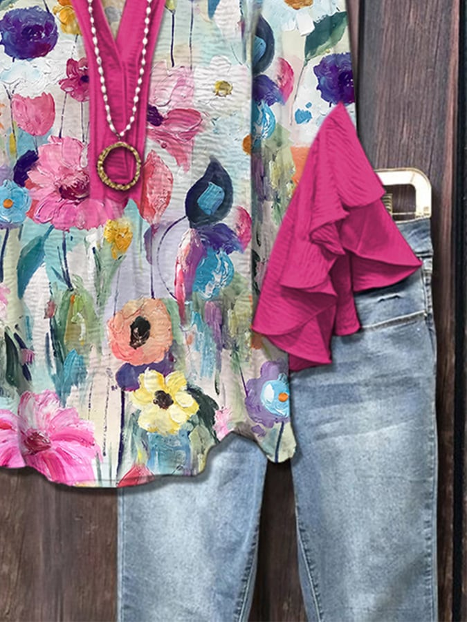 Bloomleigh™ | Aquarelbloemen Blouse