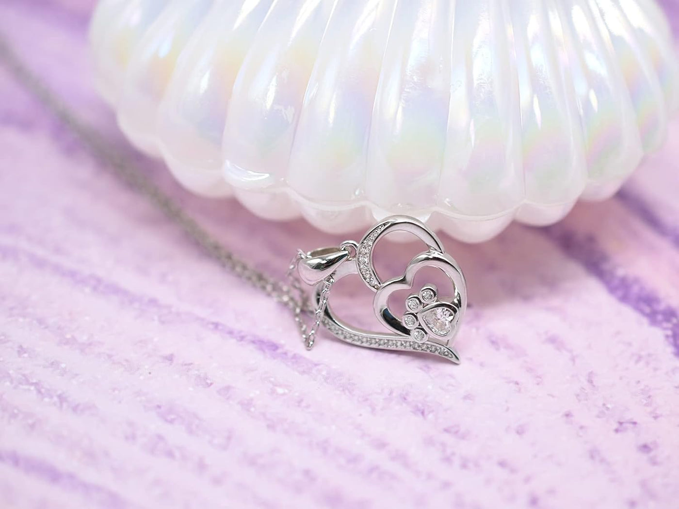 ZIRKONIA ZILVEREN POOT HART KETTING