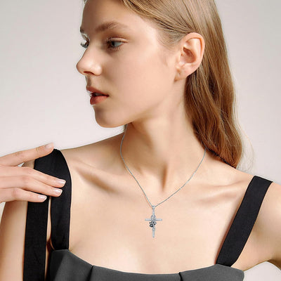 ZILVEREN POOT KRUIS KETTING
