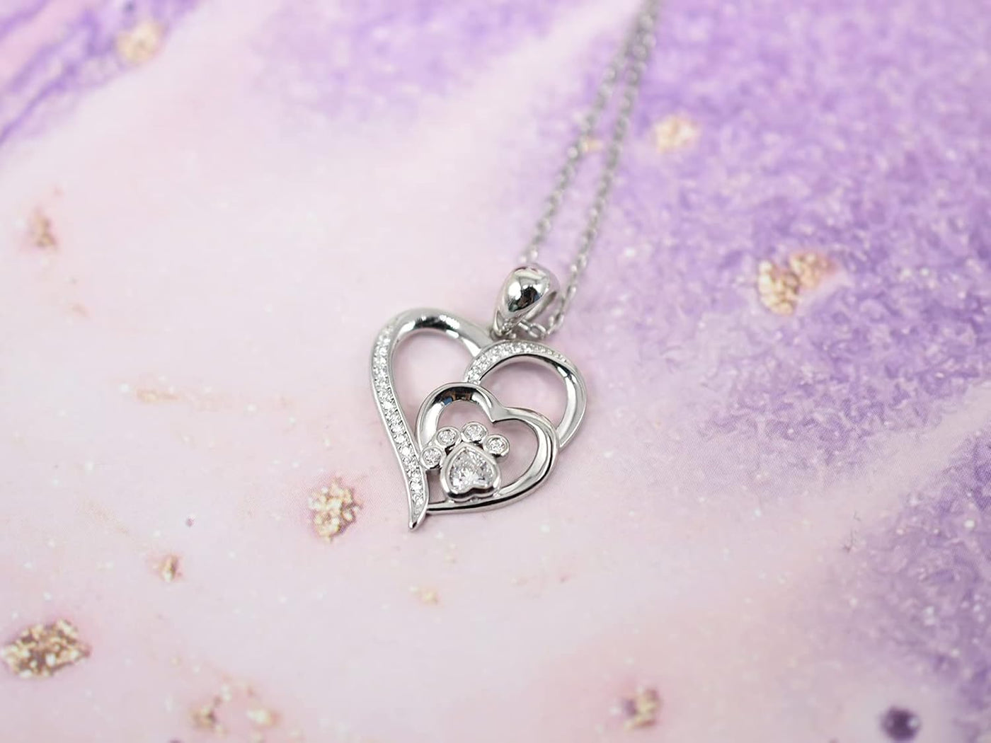 ZIRKONIA ZILVEREN POOT HART KETTING