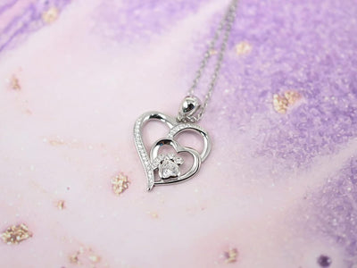 ZIRKONIA ZILVEREN POOT HART KETTING