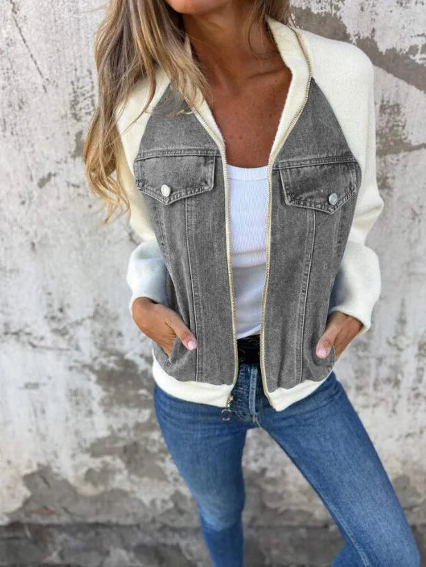 Helena - Casual jack met ritssluiting en V-hals