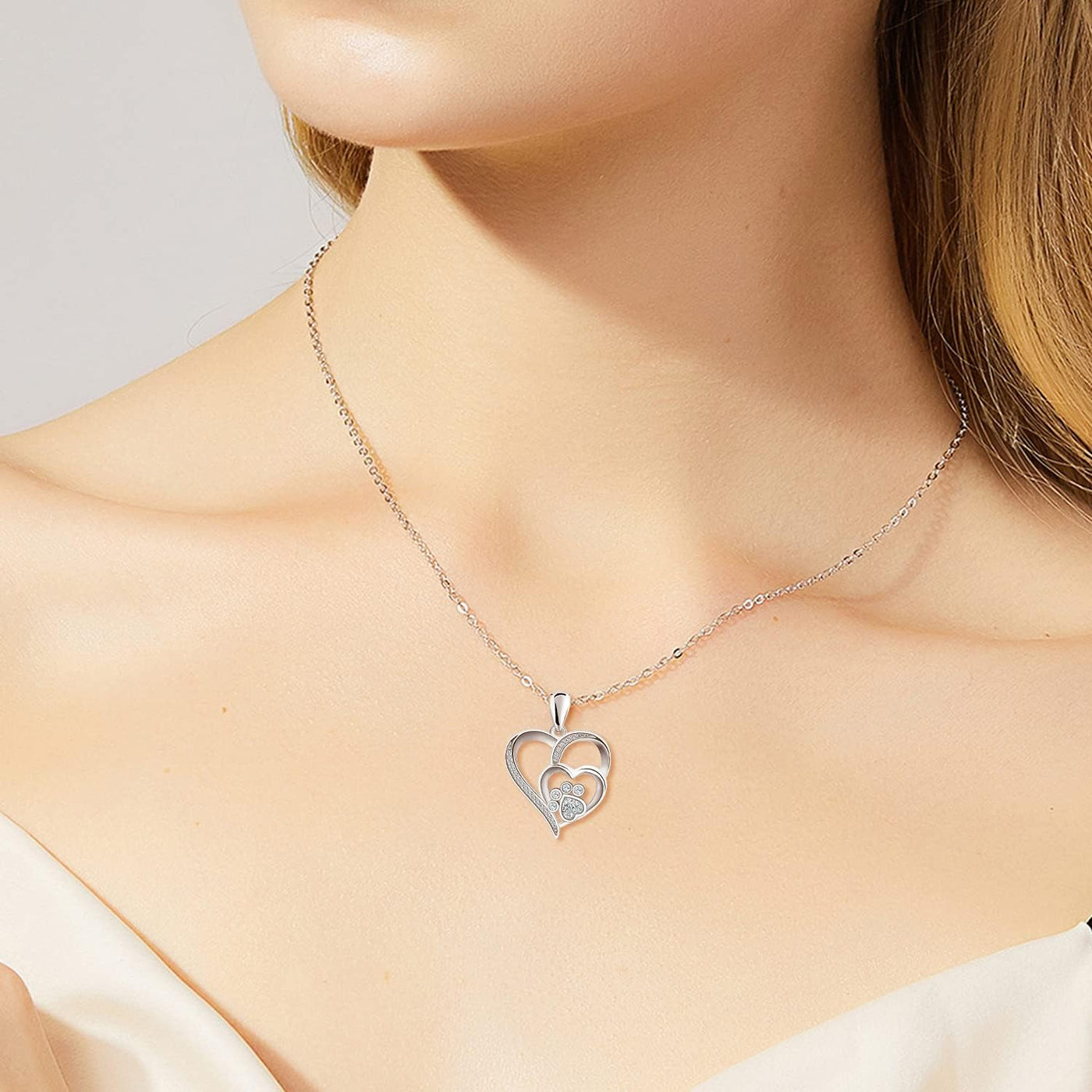 ZIRKONIA ZILVEREN POOT HART KETTING