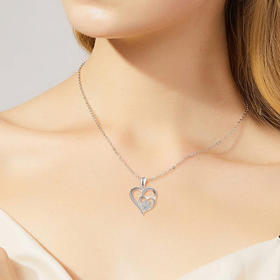 ZIRKONIA ZILVEREN POOT HART KETTING