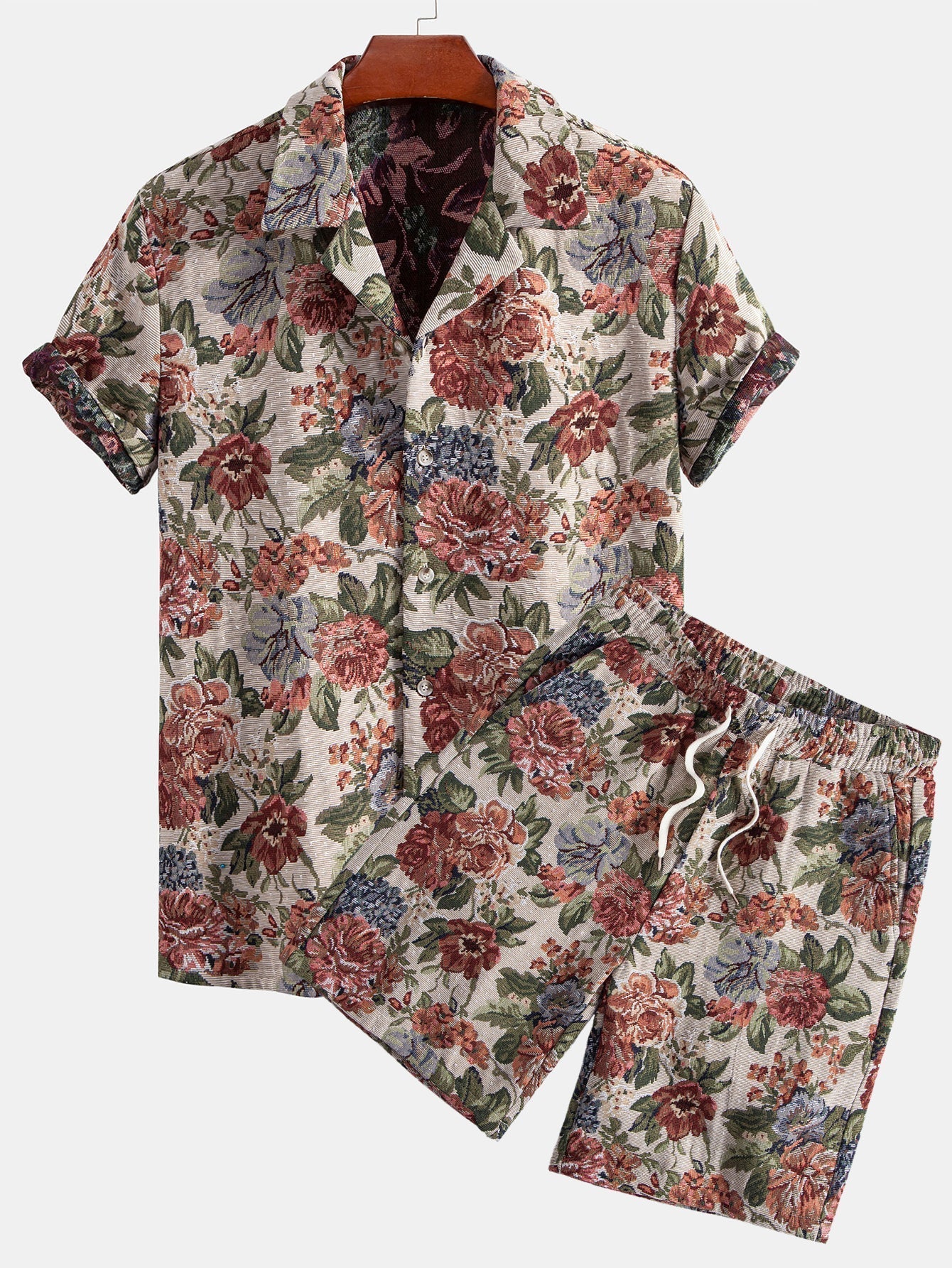 Set met bloemenjacquard