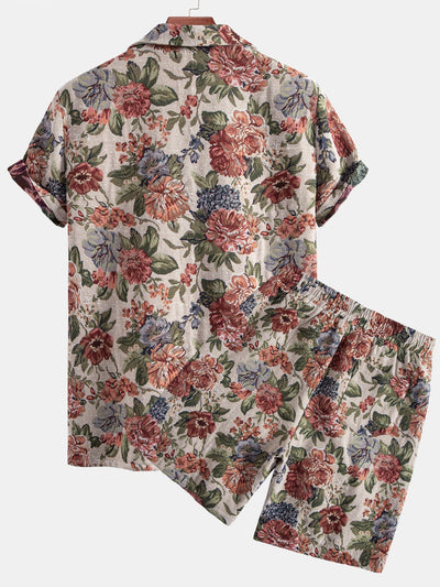 Set met bloemenjacquard