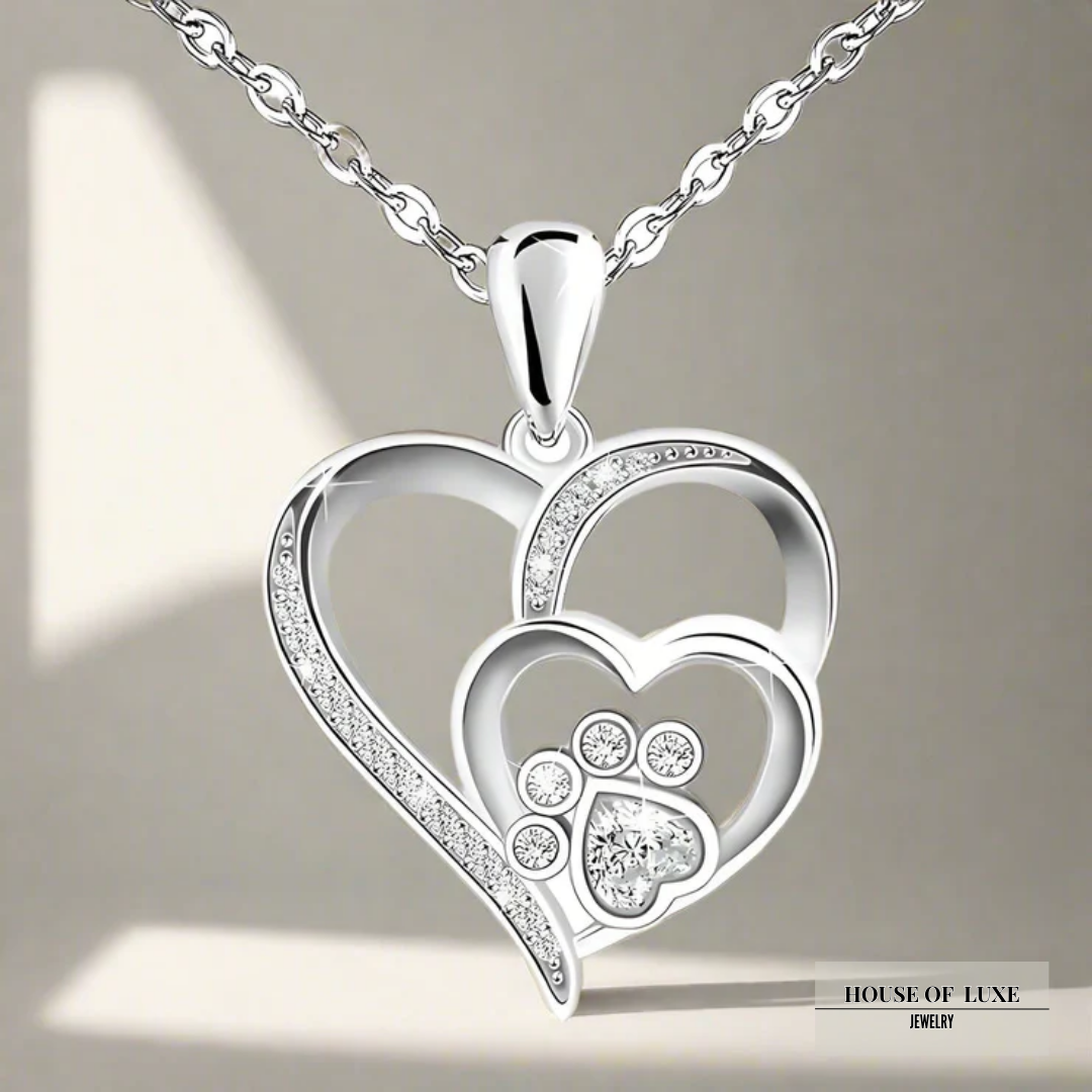 ZIRKONIA ZILVEREN POOT HART KETTING
