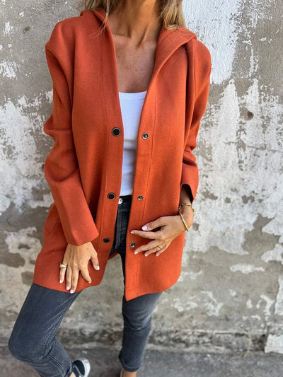 Selena - Casual enkelrijig jack met capuchon