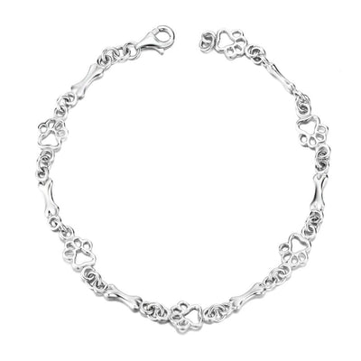 ZILVEREN HONDENPOOT EN BOT BEDELARMBAND