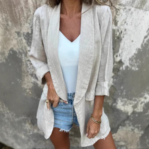 Saskia | Kanten damesvest met jasje-look
