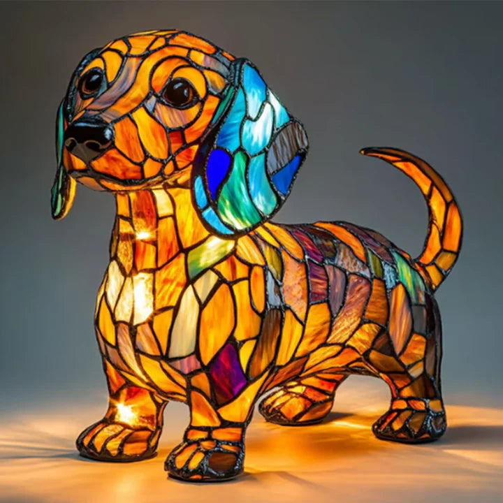 Oplichtende hond – handgemaakte lamp die harten laat stralen