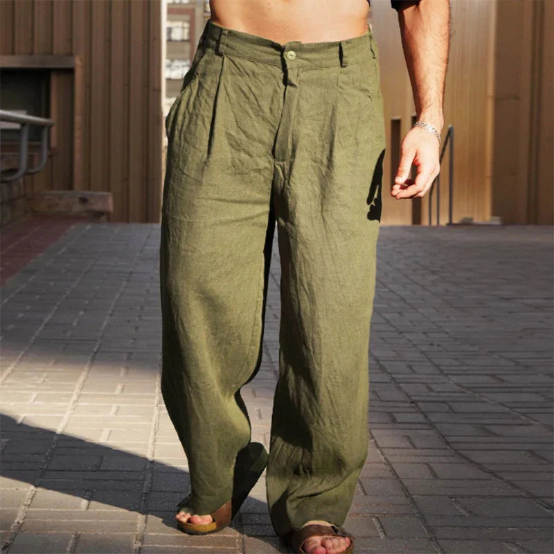 Malik – Linnen broek met wijde pijpen