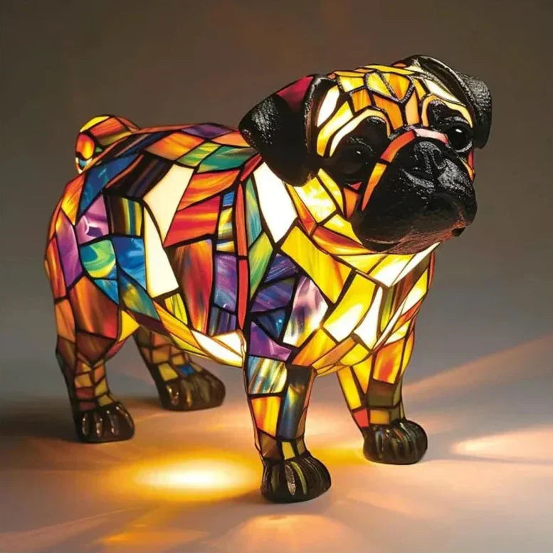 Unieke mopshond mozaïek lamp