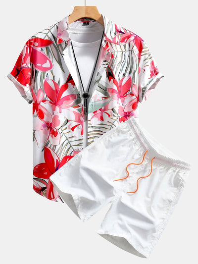 Set met bloemenplantenprint