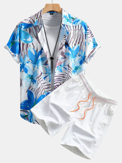Set met bloemenplantenprint