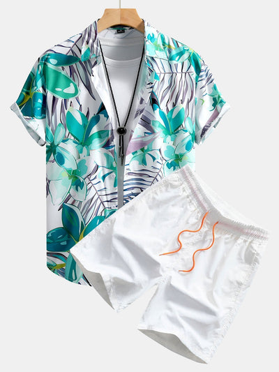 Set met bloemenplantenprint