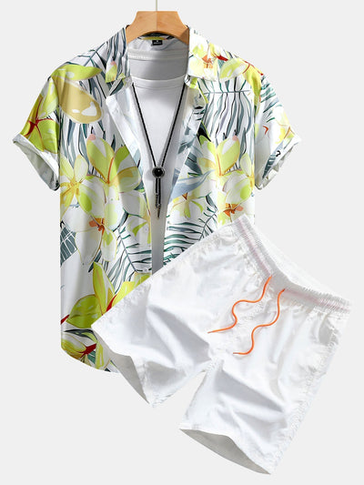 Set met bloemenplantenprint