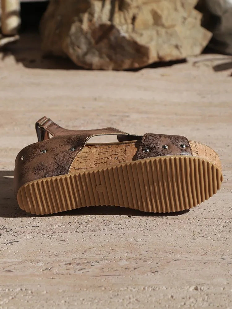 Stijlvolle retro sleehaksandalen met rits