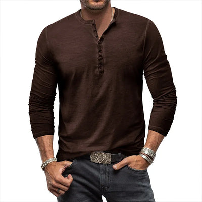 Adam - V-hals T-shirt met Knopen voor Heren