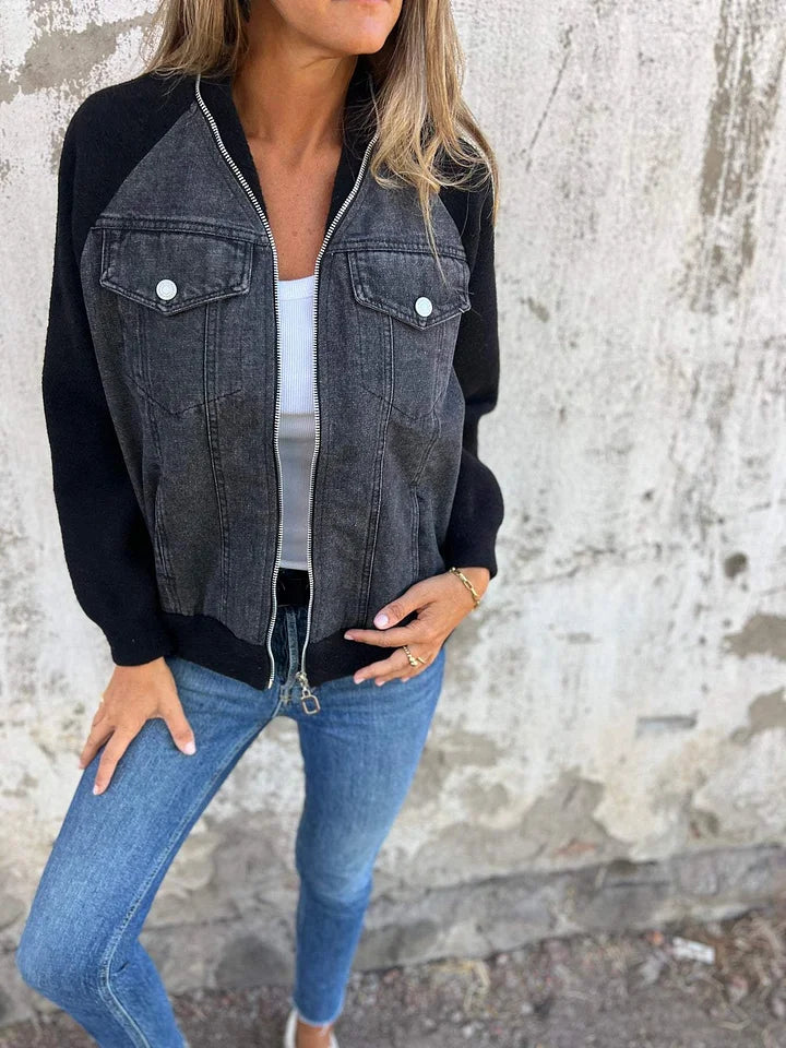 Helena - Casual jack met ritssluiting en V-hals