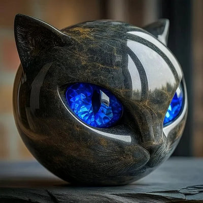 NyxCharm - Mystieke Zwarte Kattenkop Beeldhouwwerk