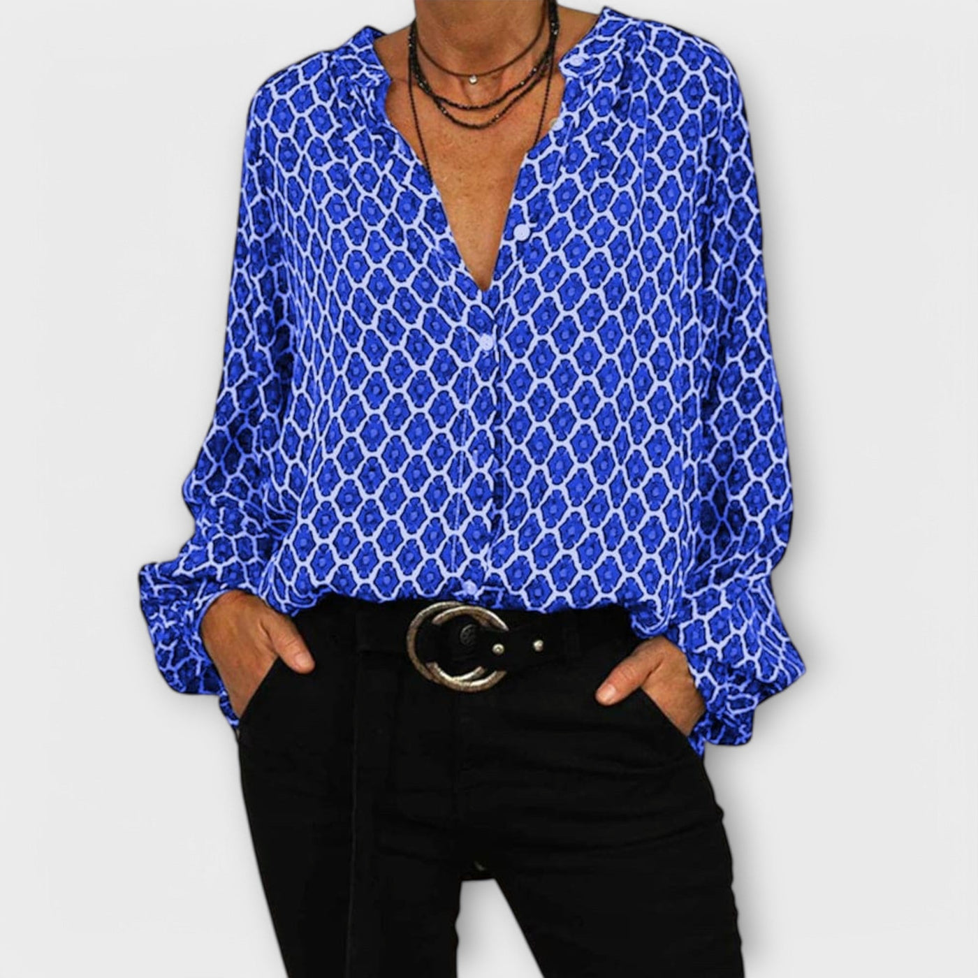 Stijlvolle Blouse Met V-Hals En Lange Mouwen