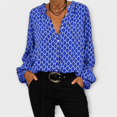 Stijlvolle Blouse Met V-Hals En Lange Mouwen