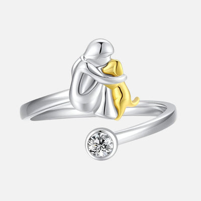 HANDGEMAAKTE ZILVEREN RING MET ZIRKONIA