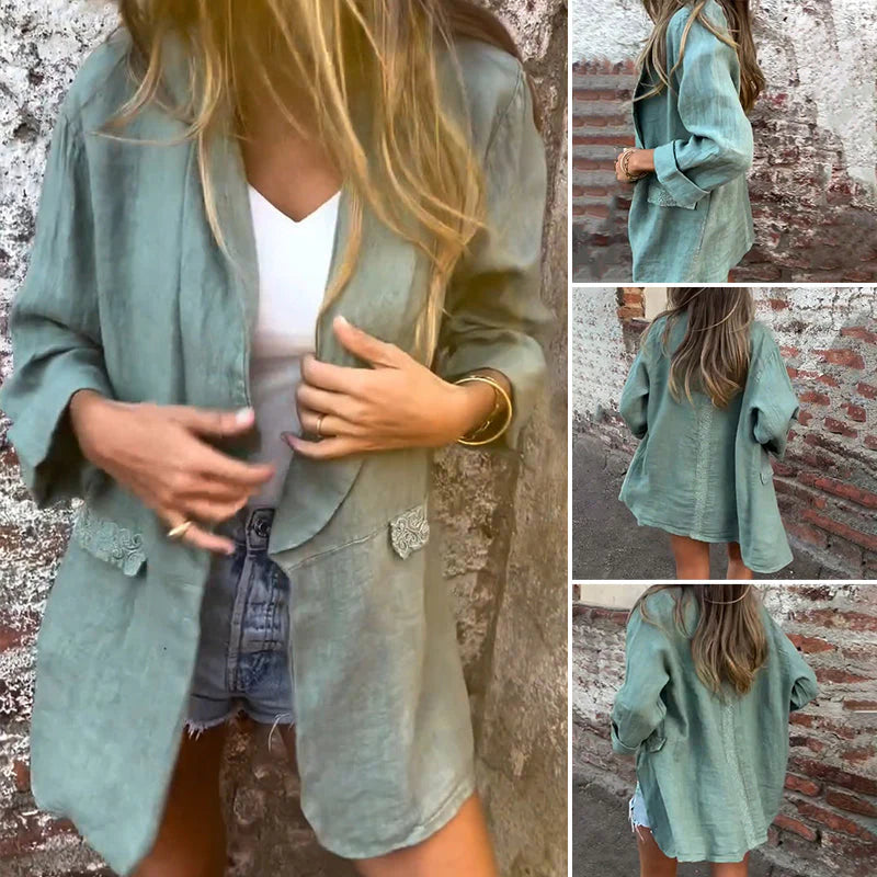 Saskia | Kanten damesvest met jasje-look