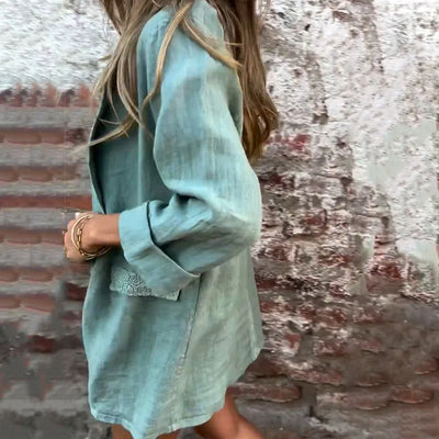 Saskia | Kanten damesvest met jasje-look