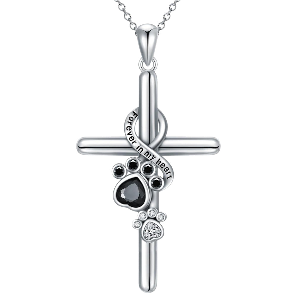 ZILVEREN POOT KRUIS KETTING